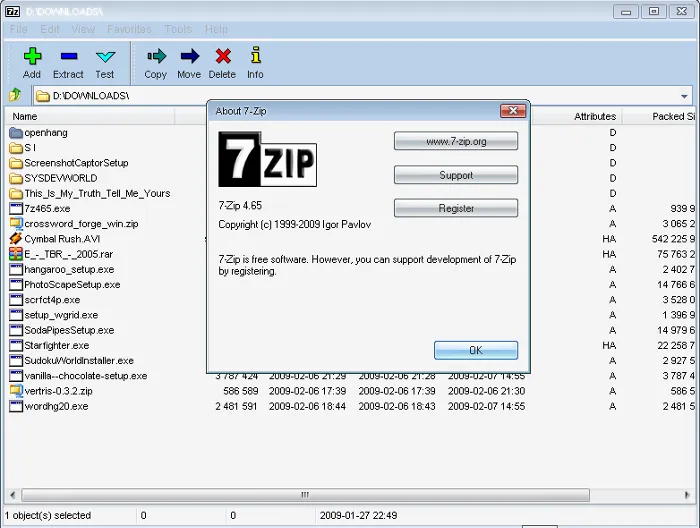 7-Zip Programı Ekran Görüntüsü