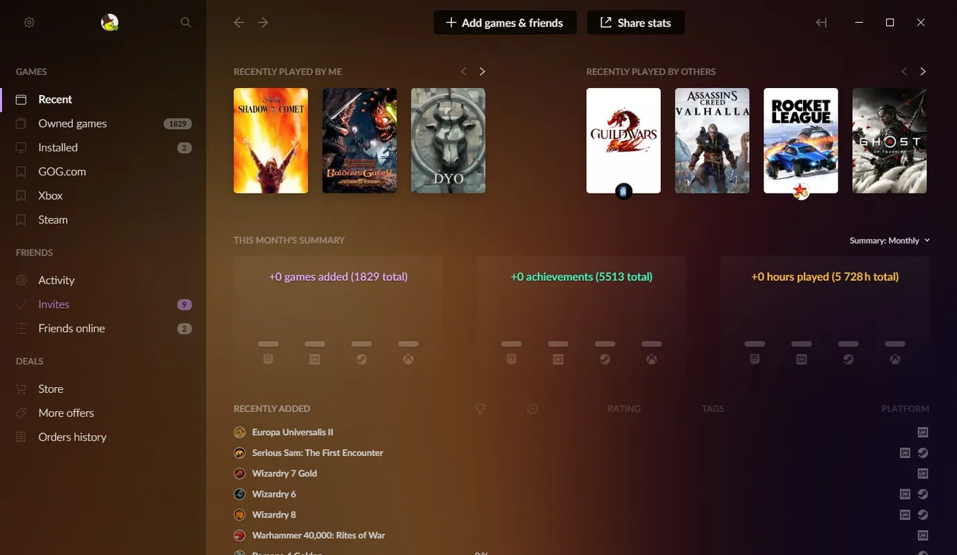 GOG Galaxy Programı Ekran Görüntüsü