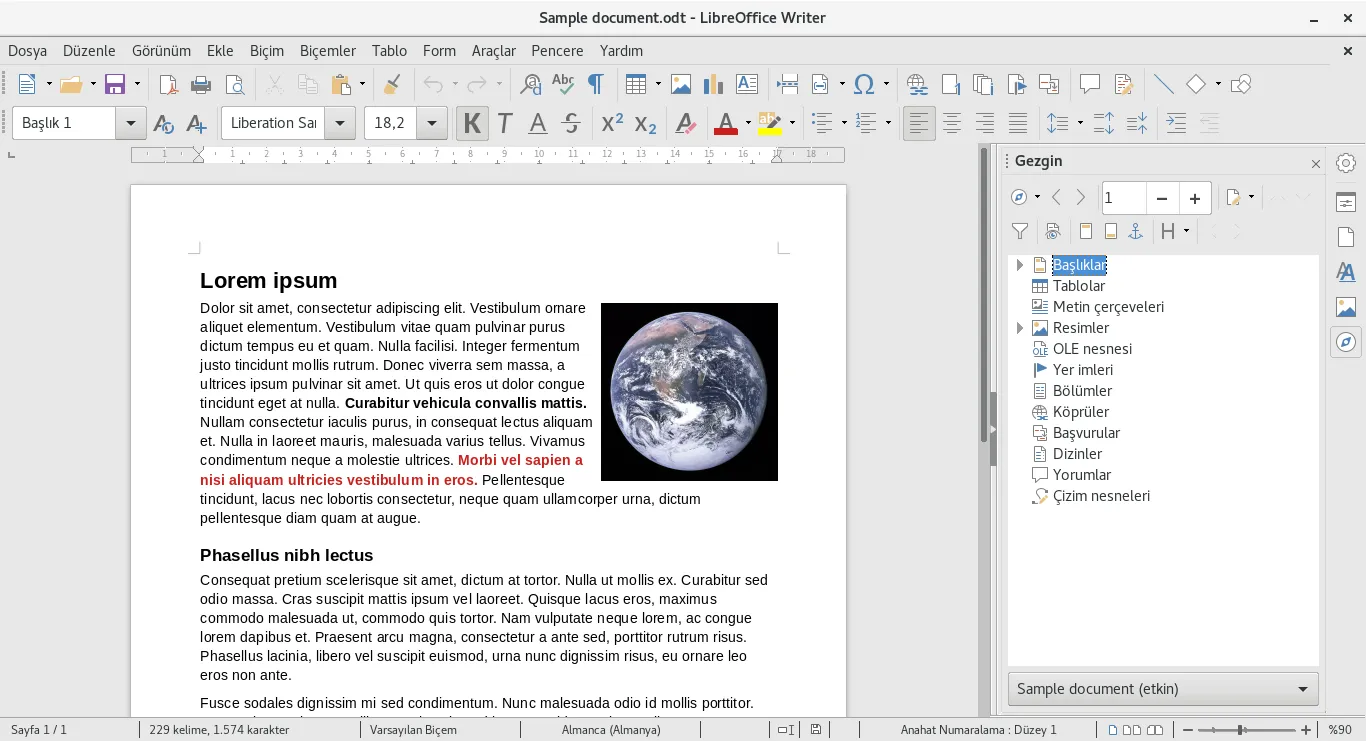 LibreOffice Programı Ekran Görüntüsü