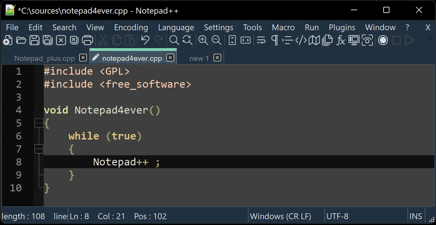 Notepad++ Programı Ekran Görüntüsü