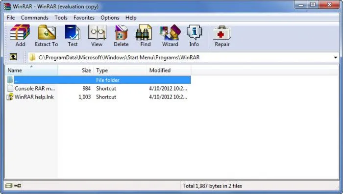 WinRAR Programı Ekran Görüntüsü